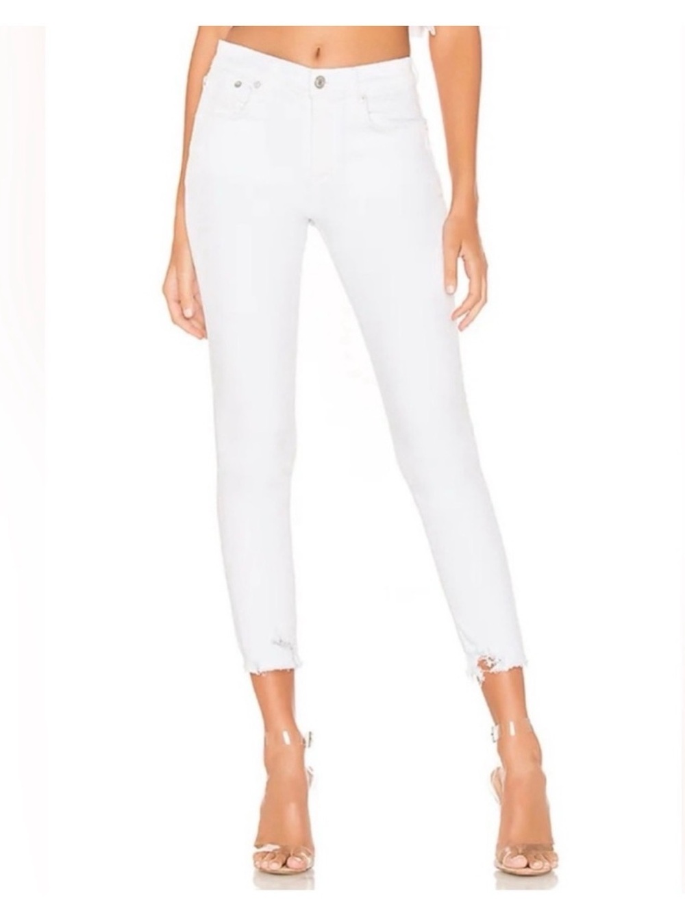 Agolde White Sophie Crop Jeans